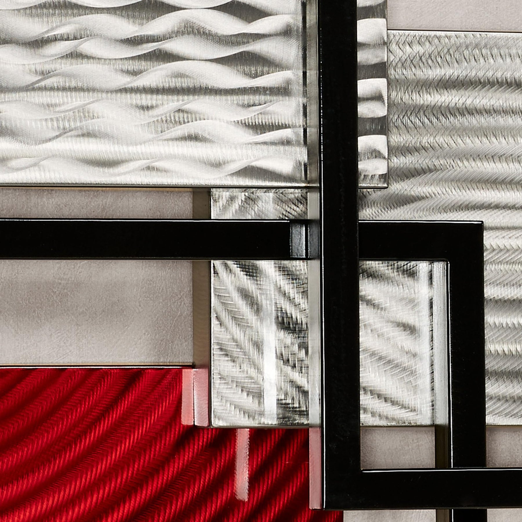 Framed Array Metal Wall Decor Sculpture, Red, Silver, & Black