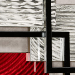 Framed Array Metal Wall Decor Sculpture, Red, Silver, & Black