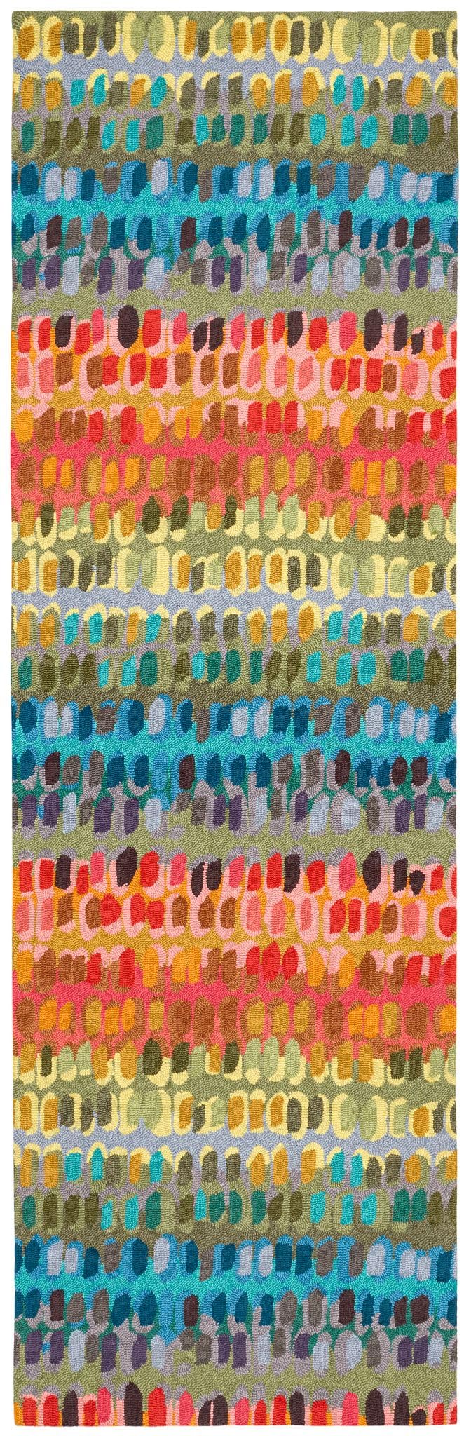 Abstract Hooked Wool Area Rug