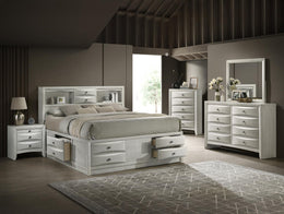 Peanu Queen Bed Frame, Bookcase Headboard