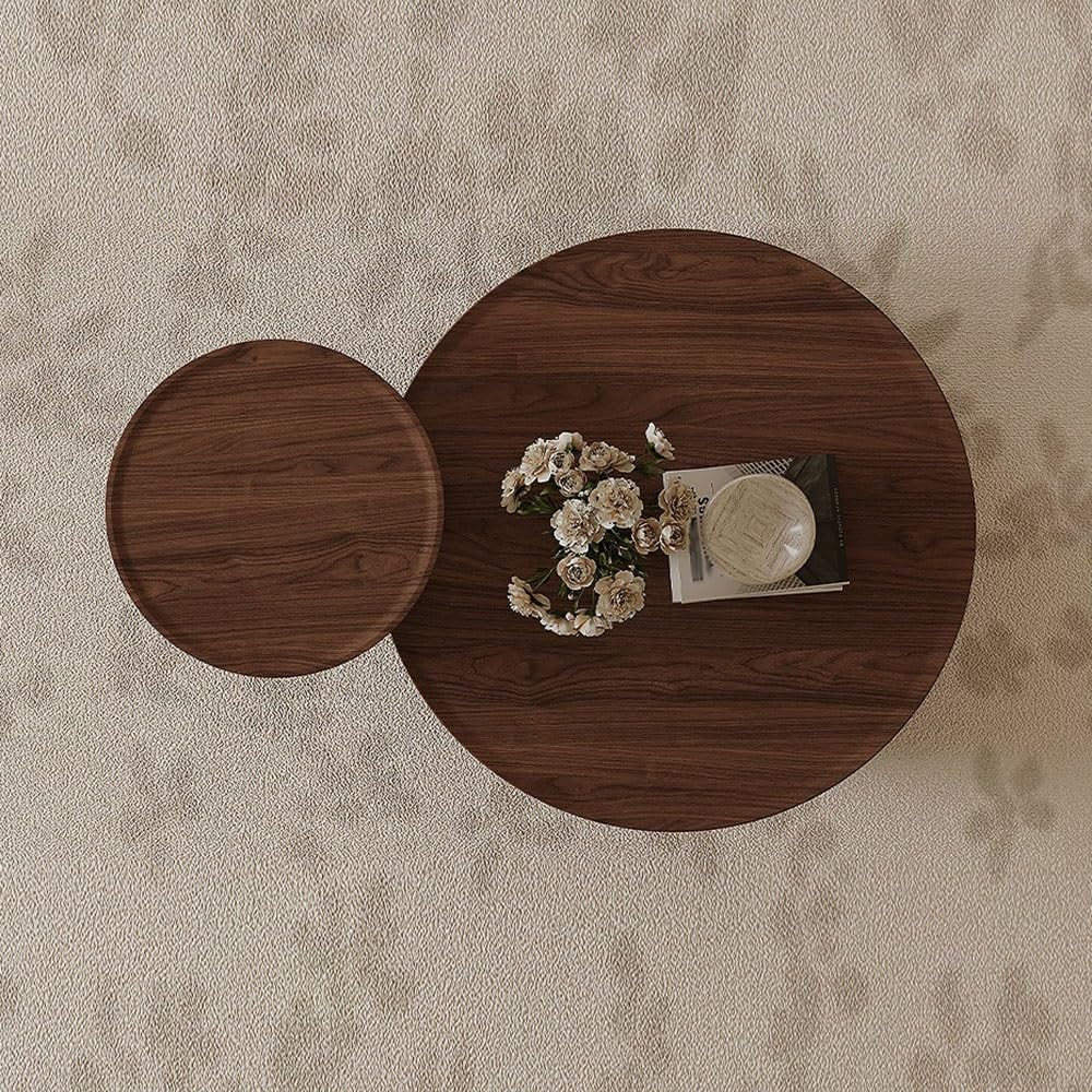 Round Coffee Side Table Set with Drawer