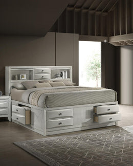 Peanu Queen Bed Frame, Bookcase Headboard