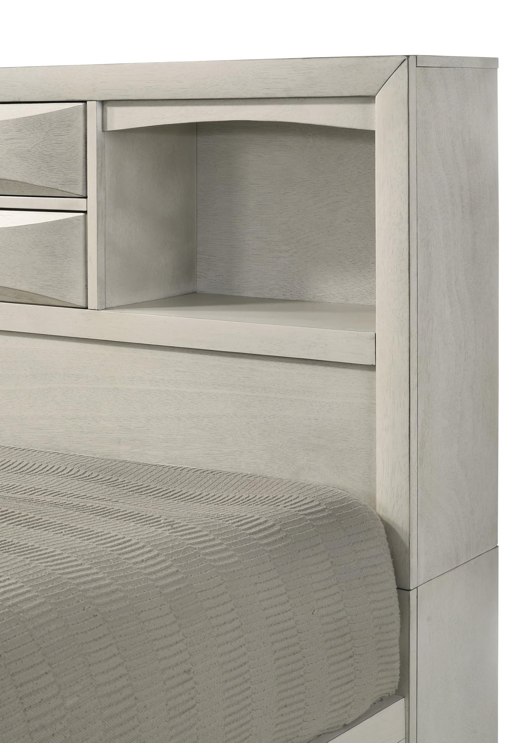 Peanu Queen Bed Frame, Bookcase Headboard