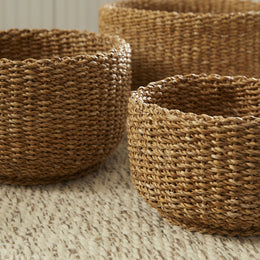 Woven Seagrass Storage Basket Set