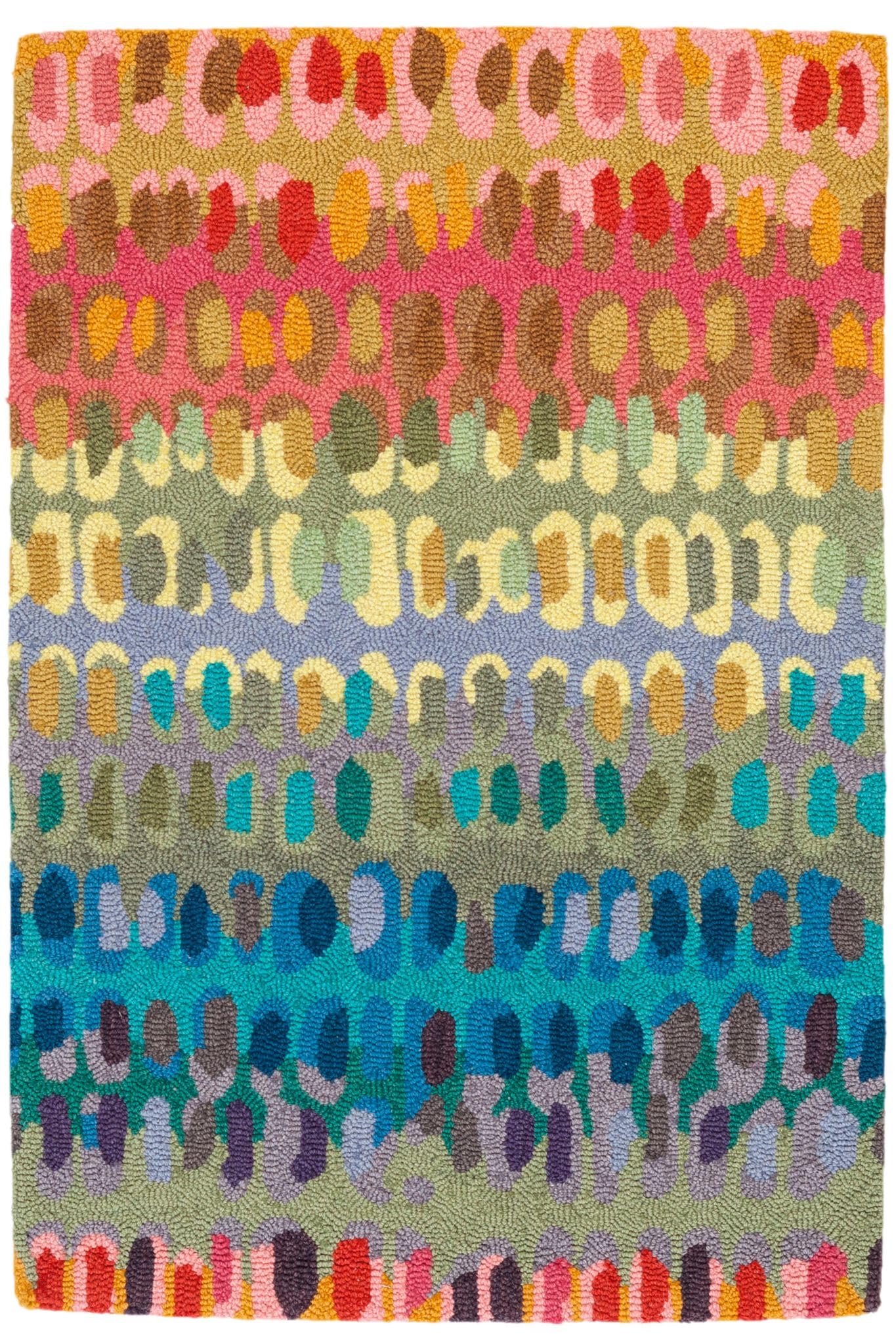 Abstract Hooked Wool Area Rug