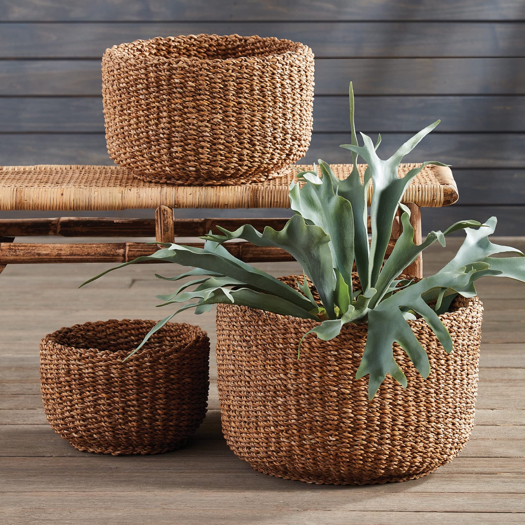 Woven Seagrass Storage Basket Set
