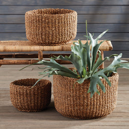 Woven Seagrass Storage Basket Set
