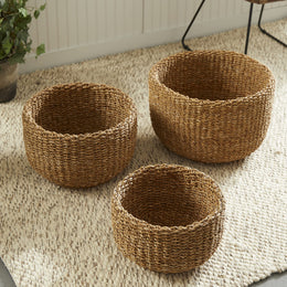 Woven Seagrass Storage Basket Set