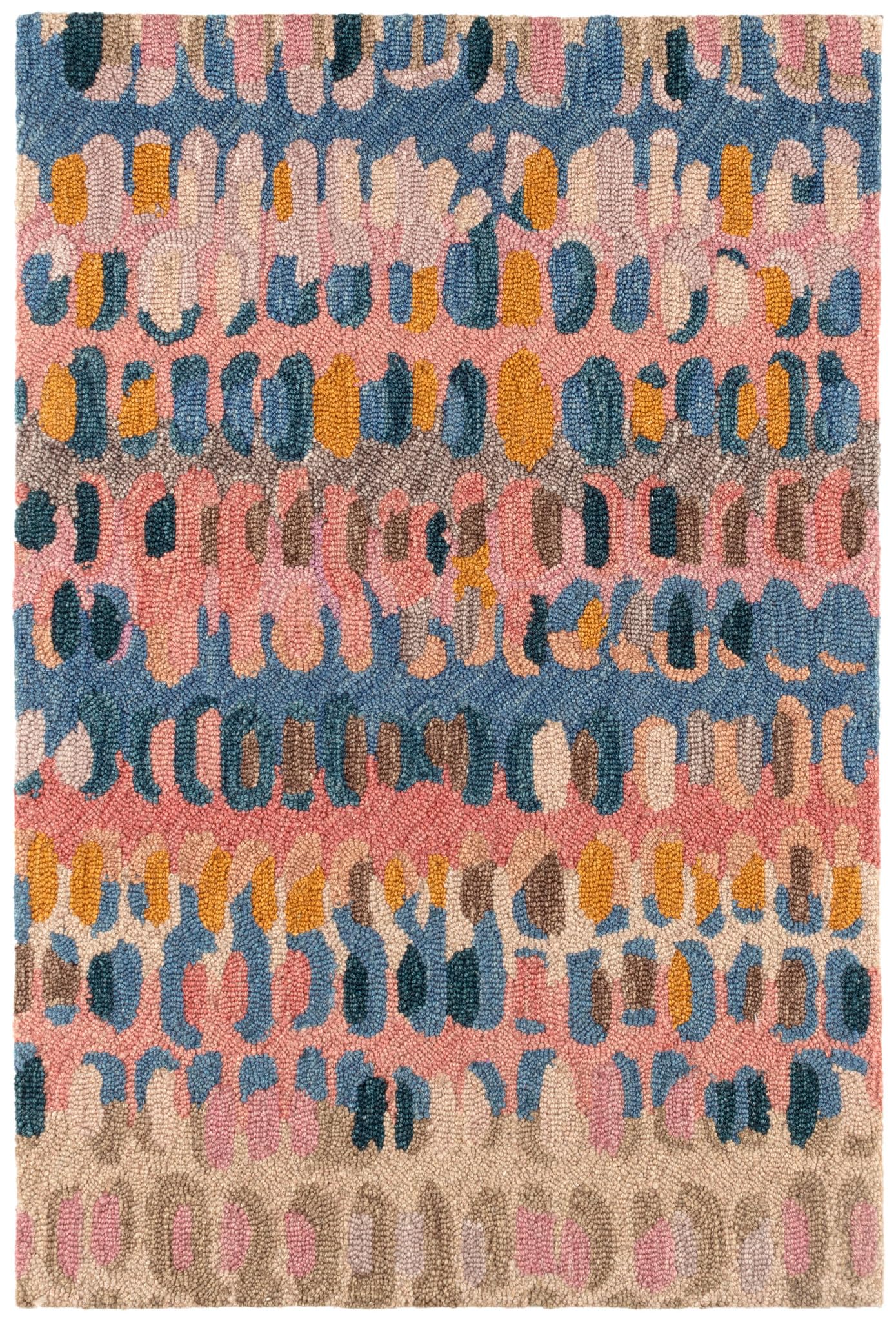 Abstract Hooked Wool Area Rug