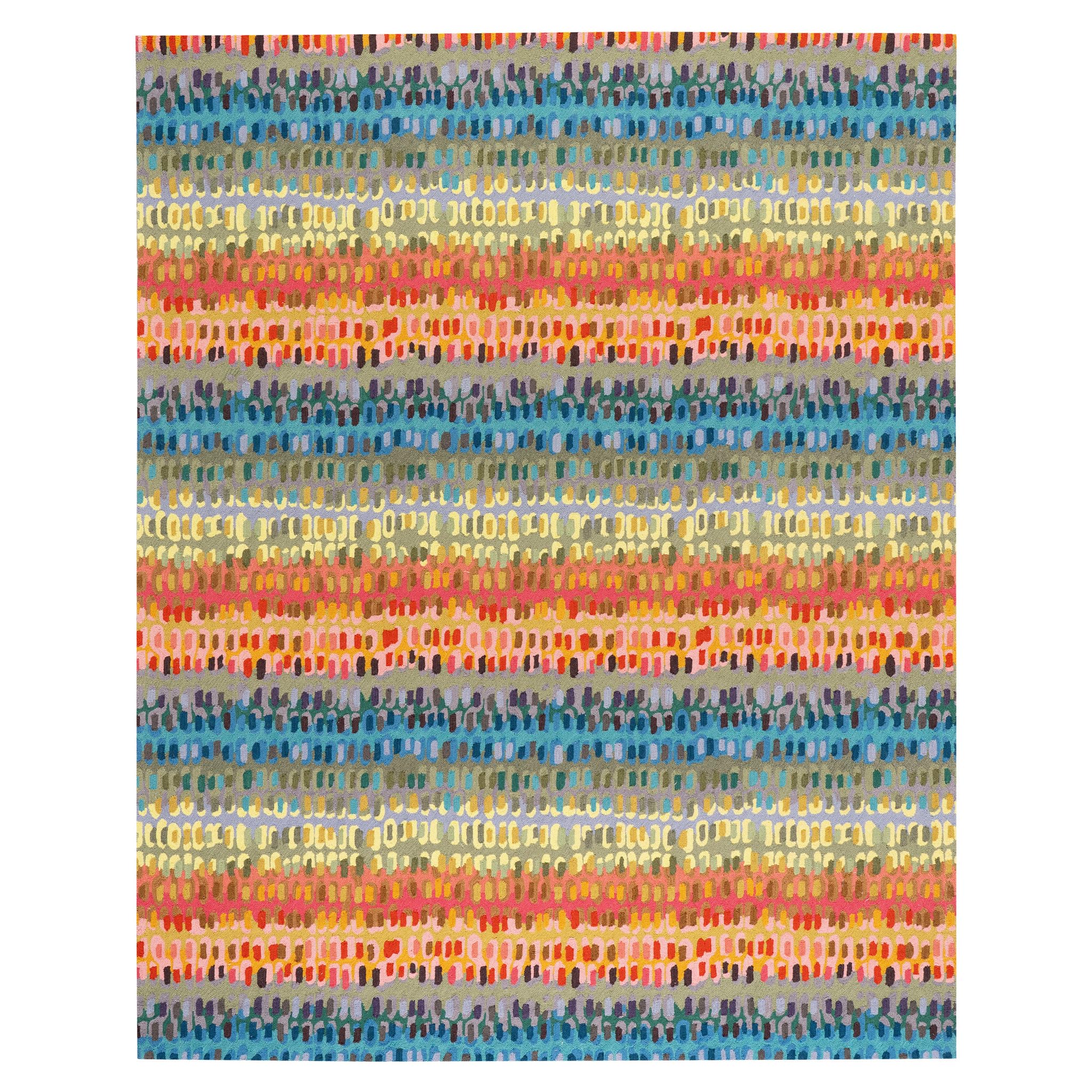 Abstract Hooked Wool Area Rug