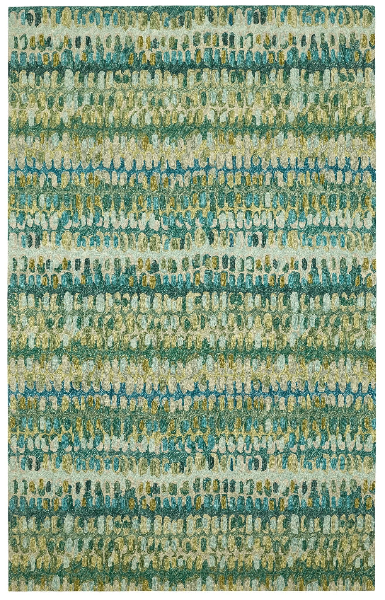 Abstract Hooked Wool Area Rug