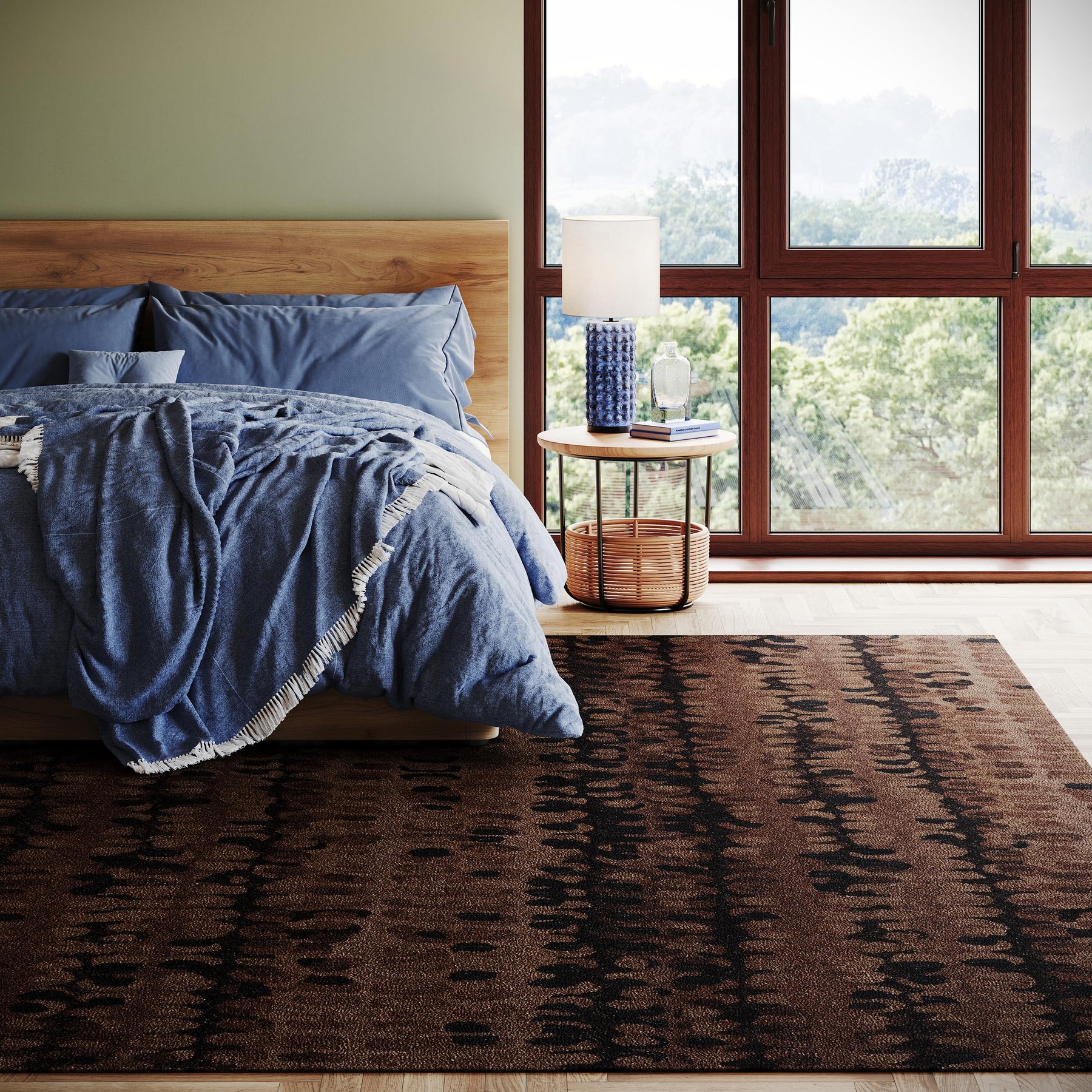 Abstract Hooked Wool Area Rug