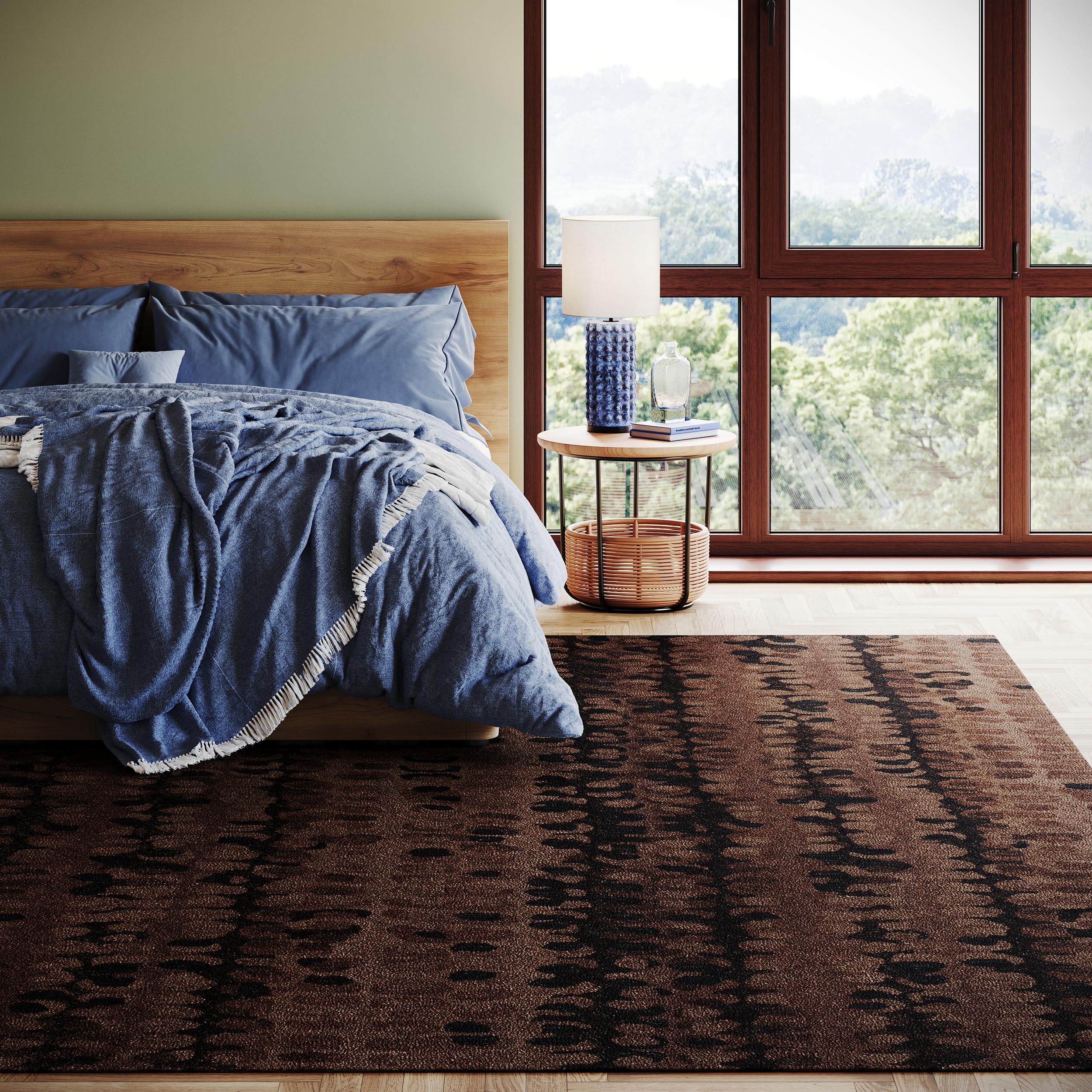 Abstract Hooked Wool Area Rug