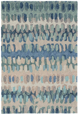 Abstract Hooked Wool Area Rug